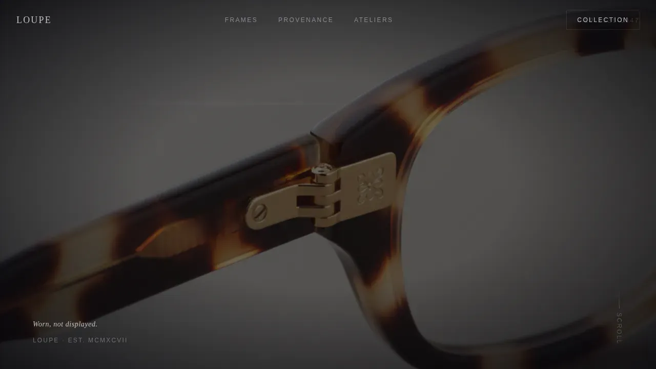 Curated Luxury Optics Gallery Landing Page Template