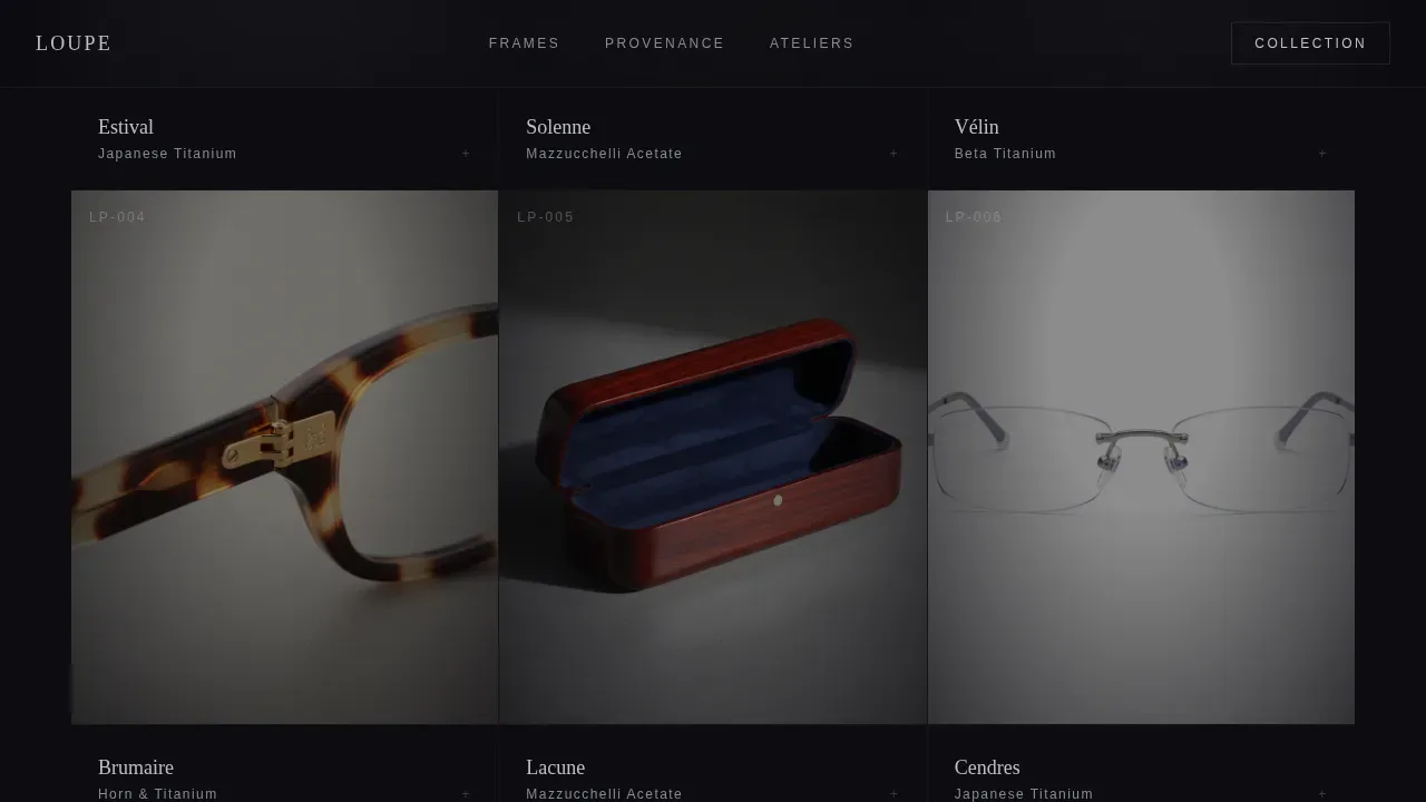 Curated Luxury Optics Gallery Landing Page Template