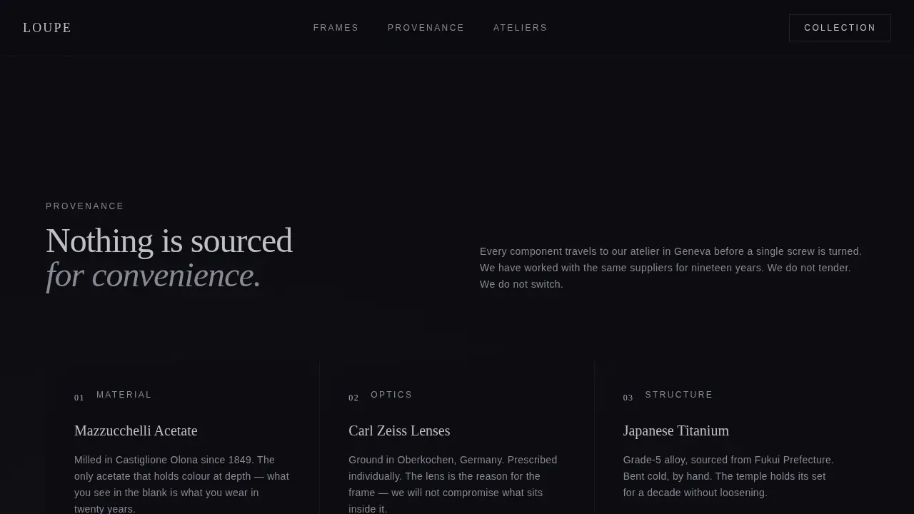 Curated Luxury Optics Gallery Landing Page Template