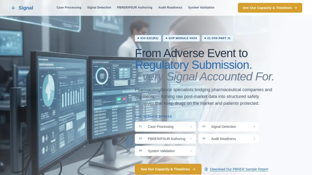 Pharmacovigilance Regulatory Submission Landing Page Template