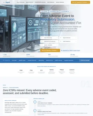 Pharmacovigilance Regulatory Submission Landing Page Template