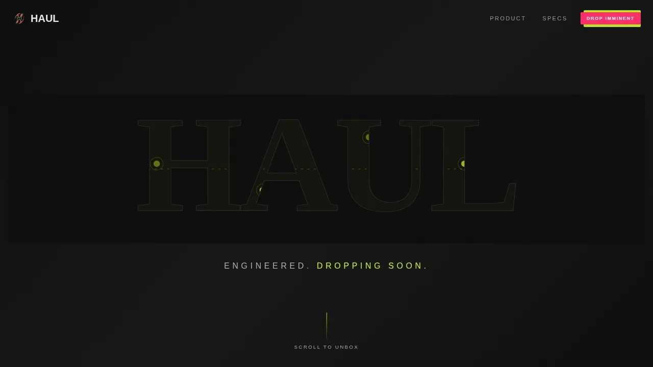 Bold Brutalist Athleisure Bag Brand Landing Page Template
