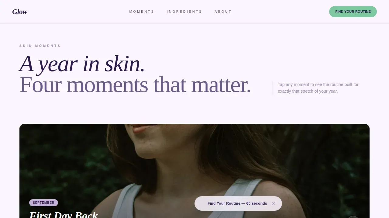 Seasonal Skincare Routine | Free Website Template | Rocket