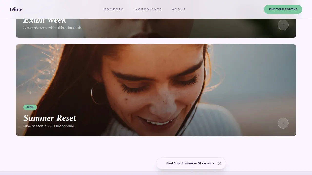 Seasonal Skincare Routine | Free Website Template | Rocket