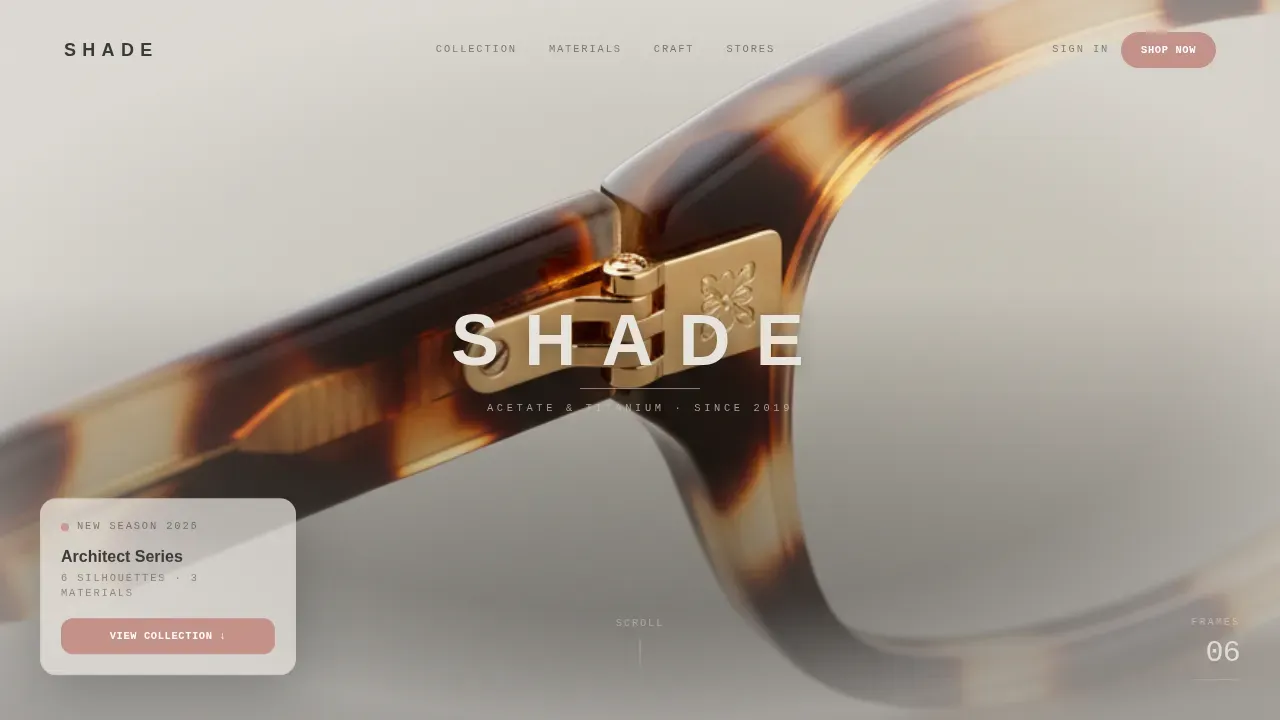 Bold Brutalist Sunglasses Brand Landing Page Template