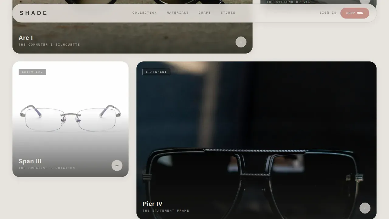Bold Brutalist Sunglasses Brand Landing Page Template