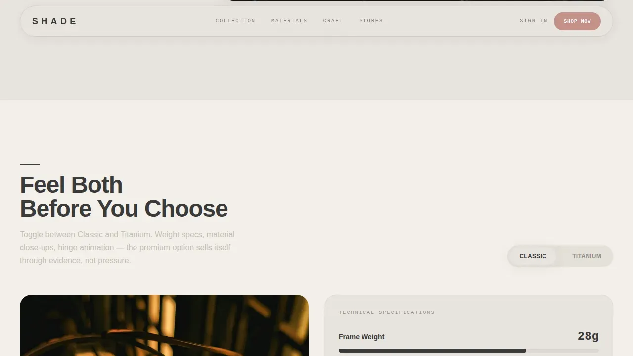 Bold Brutalist Sunglasses Brand Landing Page Template
