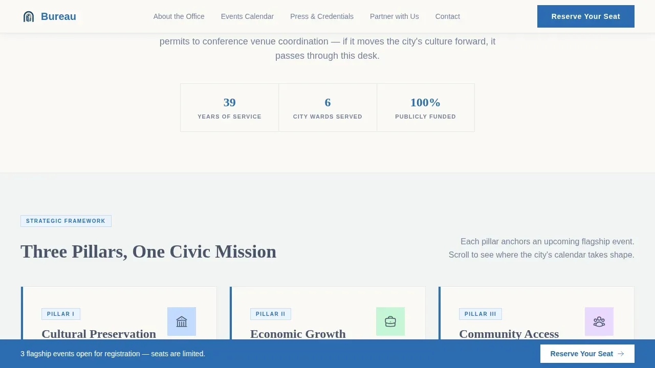 Municipal Tourism Event Registration Landing Page Template