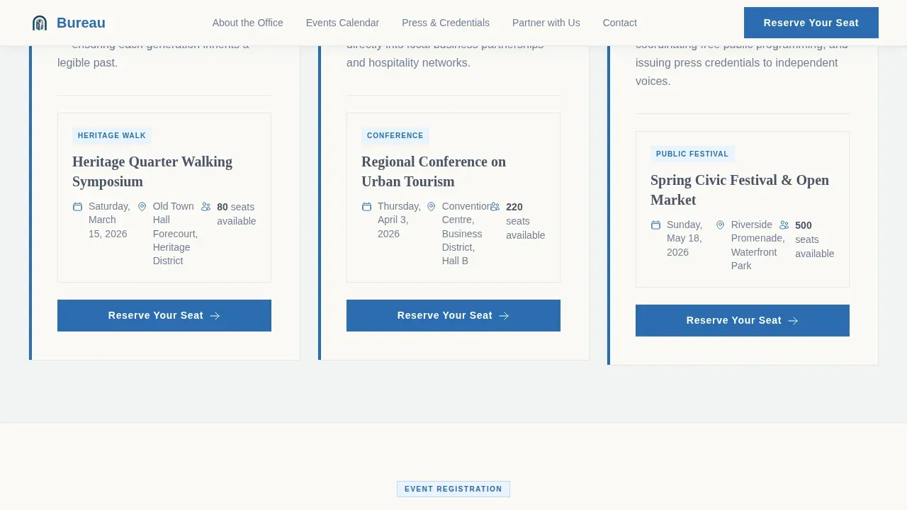 Municipal Tourism Event Registration Landing Page Template
