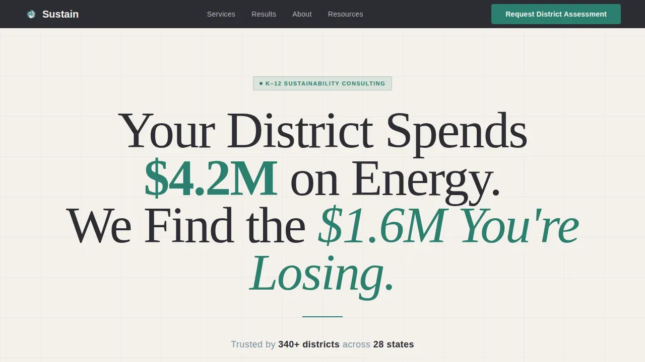 District Sustainability Roadmap Landing Page Template