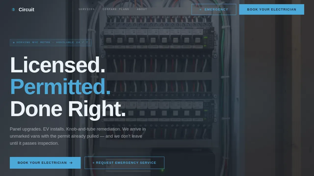 Licensed Electrician Lead Qualification Website Template
