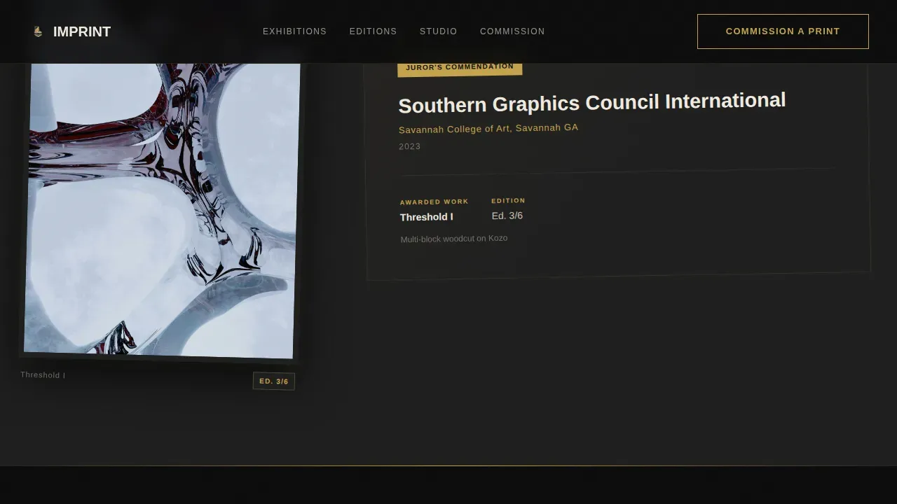 Bold Brutalist Printmaker Portfolio Landing Page Template