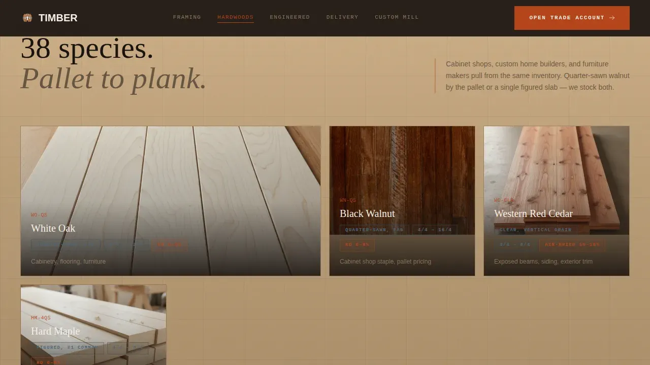 Industrial Blueprint Lumber Yard Landing Page Template