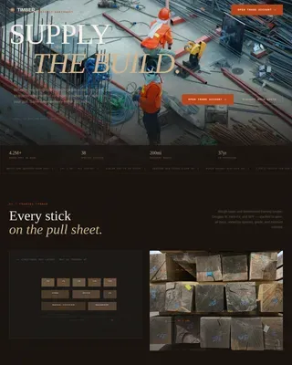 Industrial Blueprint Lumber Yard Landing Page Template