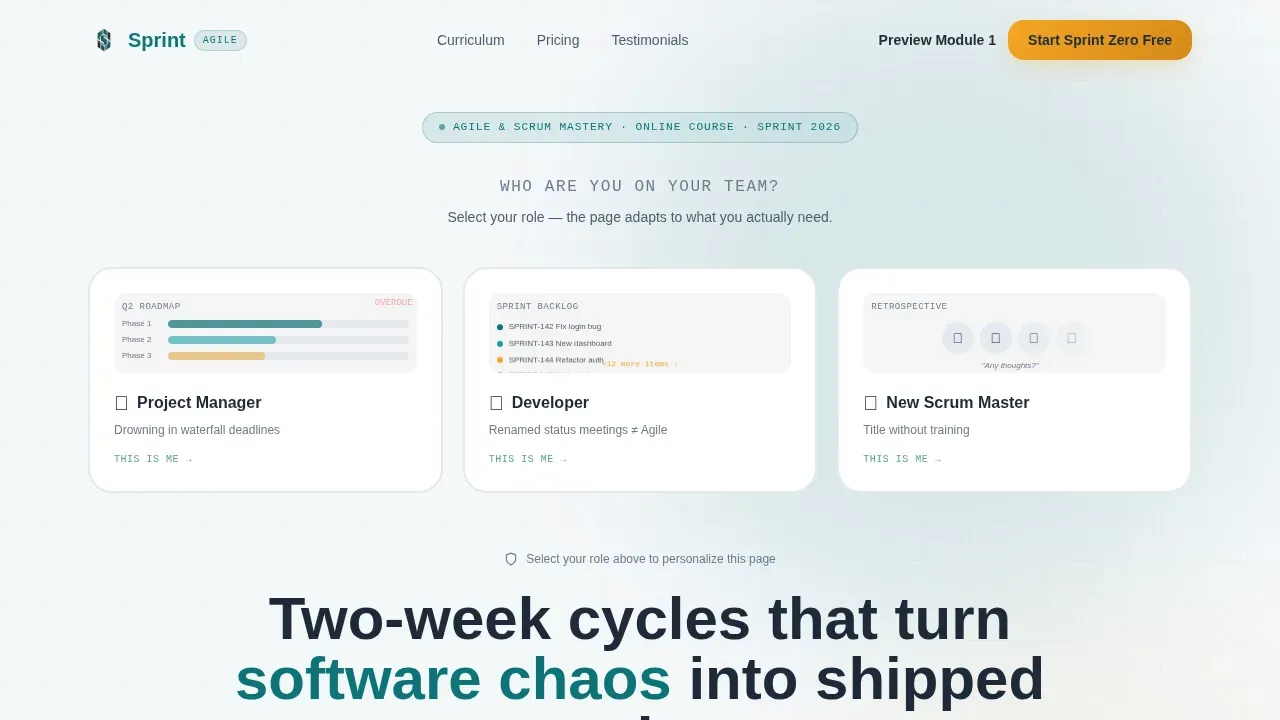 Agile Scrum Mastery Online Course Landing Page Template