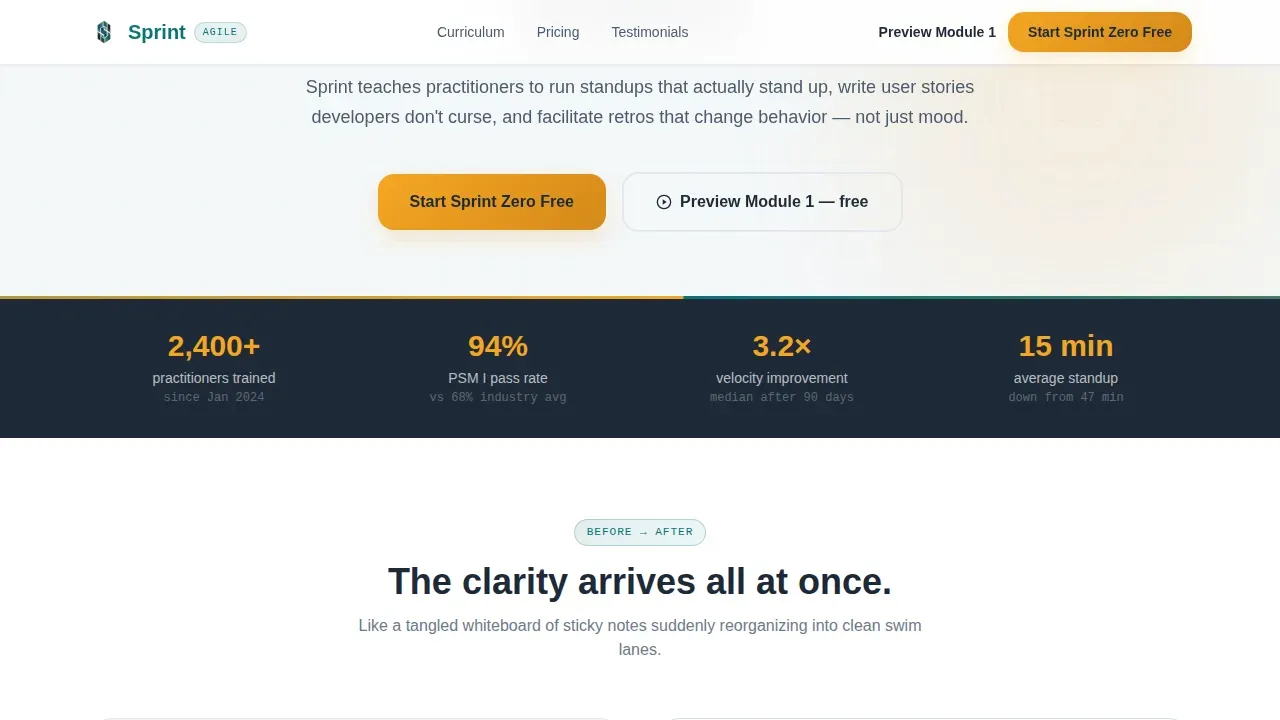 Agile Scrum Mastery Online Course Landing Page Template