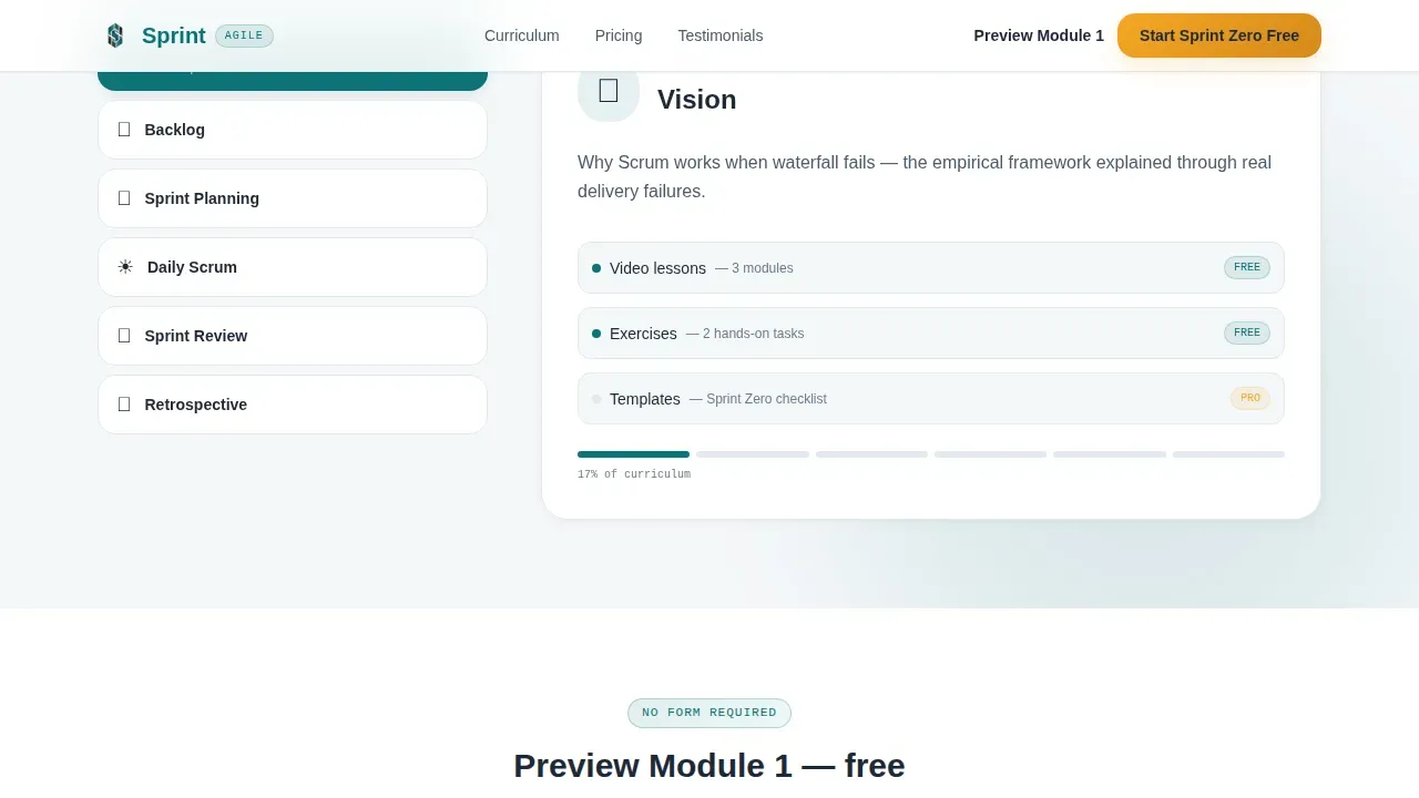 Agile Scrum Mastery Online Course Landing Page Template