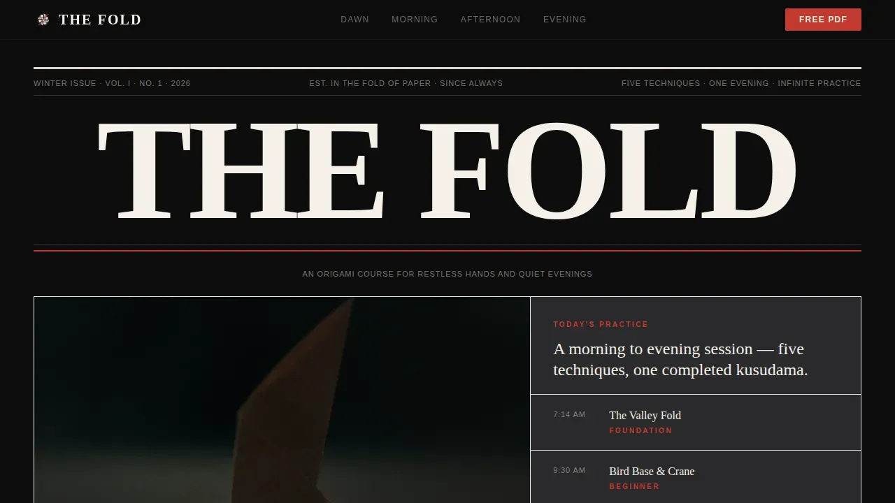 Editorial Origami Course | Free Website Template | Rocket