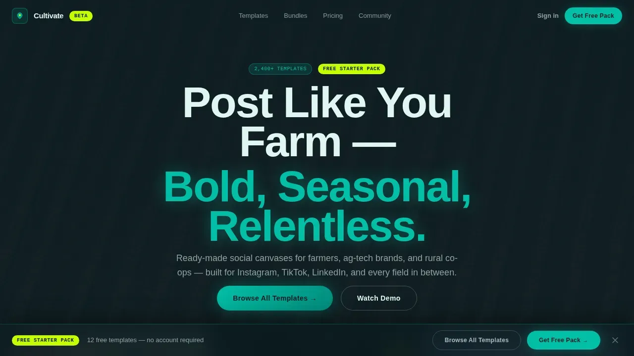 Bold Seasonal Agriculture Social Media Landing Page