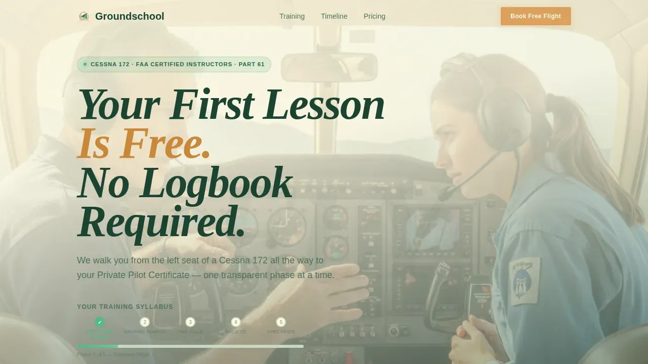 Private Pilot School Landing Page Template