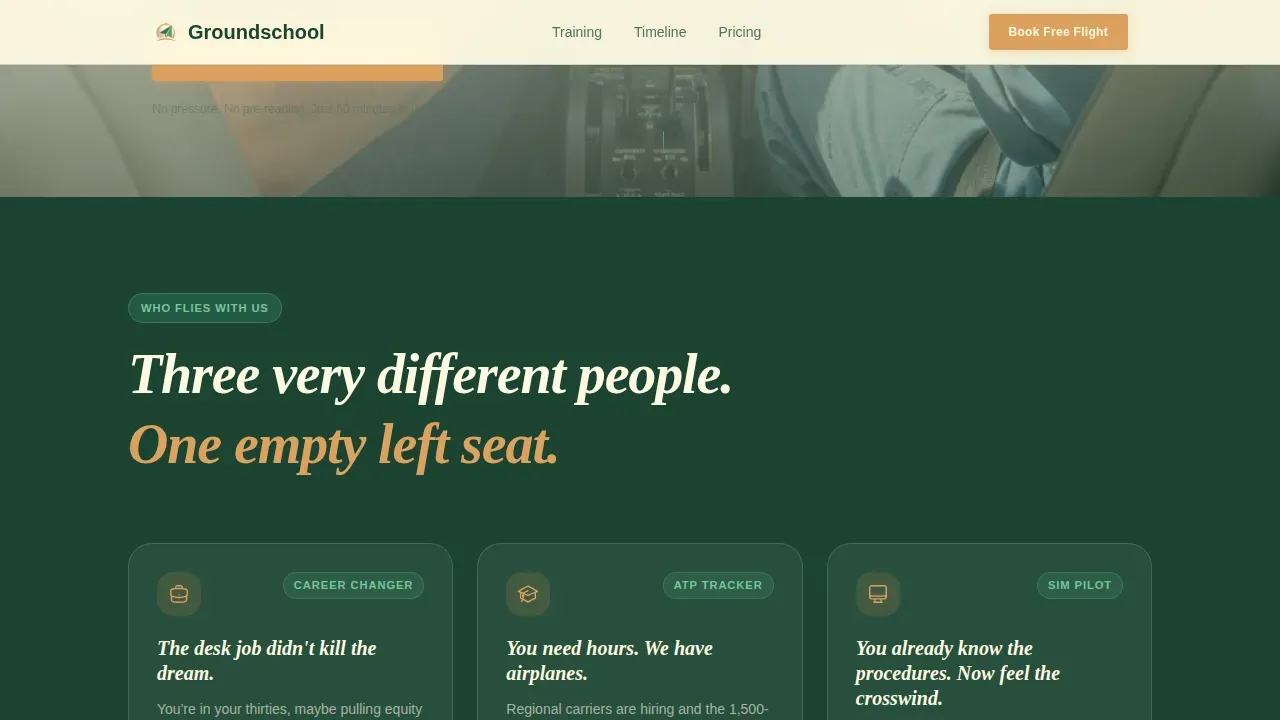 Private Pilot School Landing Page Template