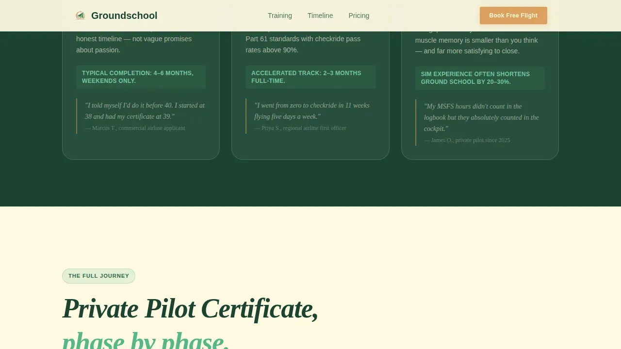 Private Pilot School Landing Page Template