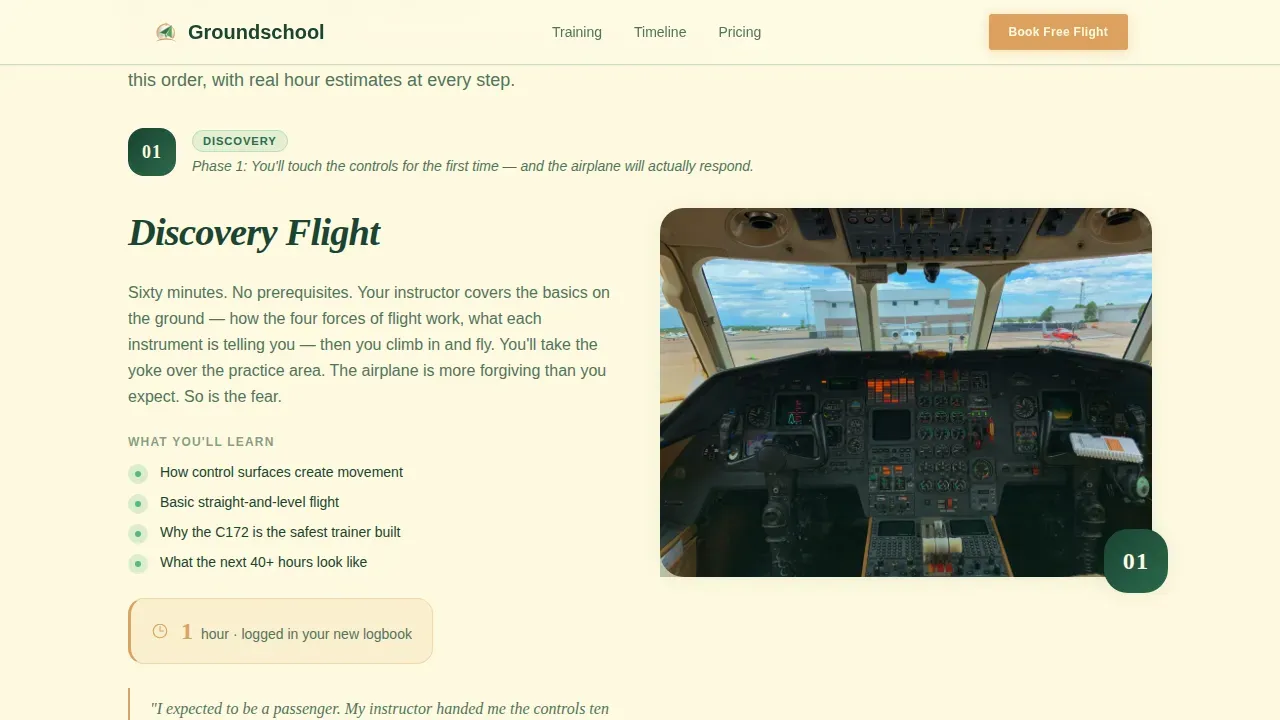 Private Pilot School Landing Page Template