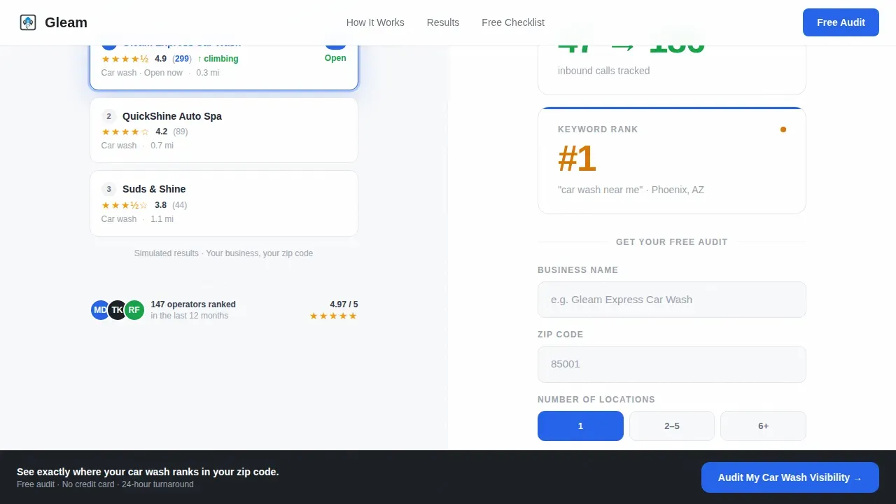 Car Wash Local SEO Landing Page Template