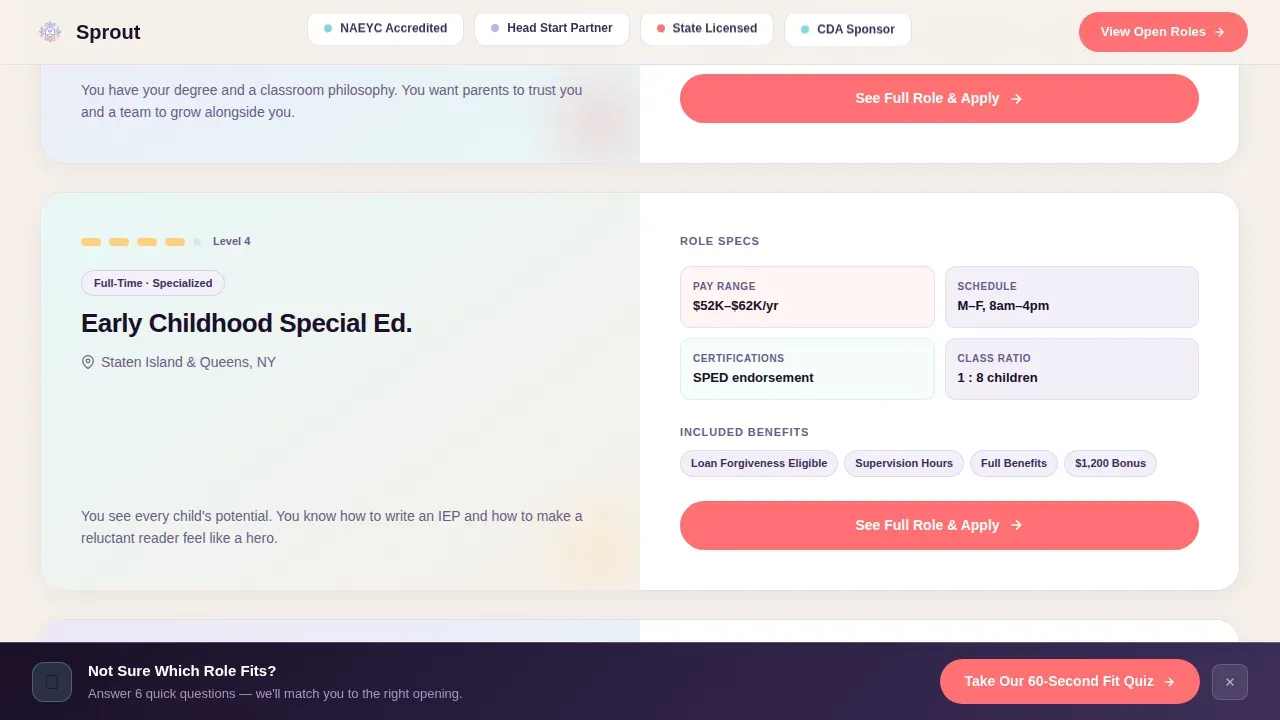 Early Childhood Careers Landing Page Template