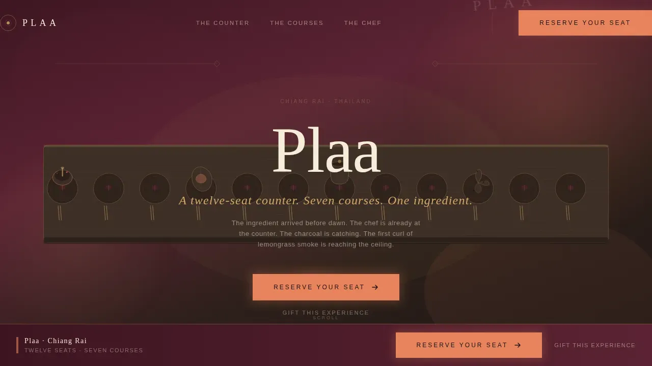 Thai Tasting Menu Landing Page Template | Warm Artisan