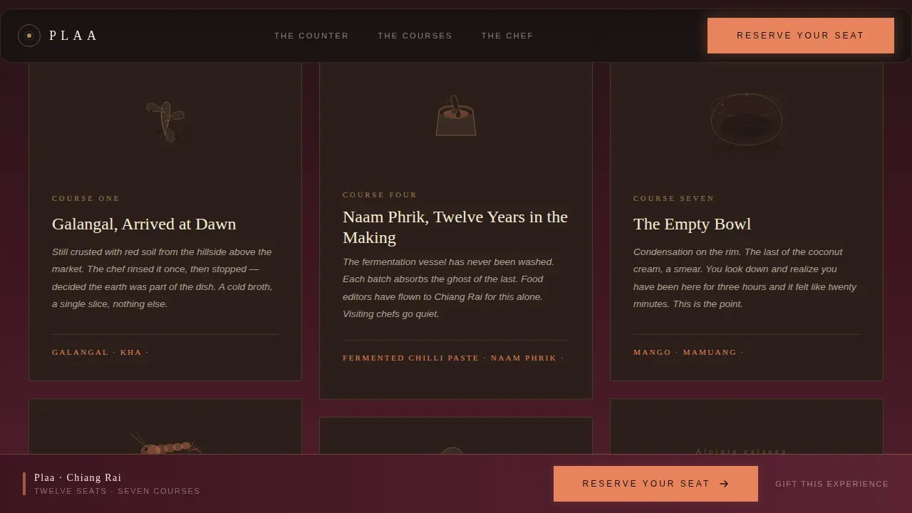 Thai Tasting Menu Landing Page Template | Warm Artisan