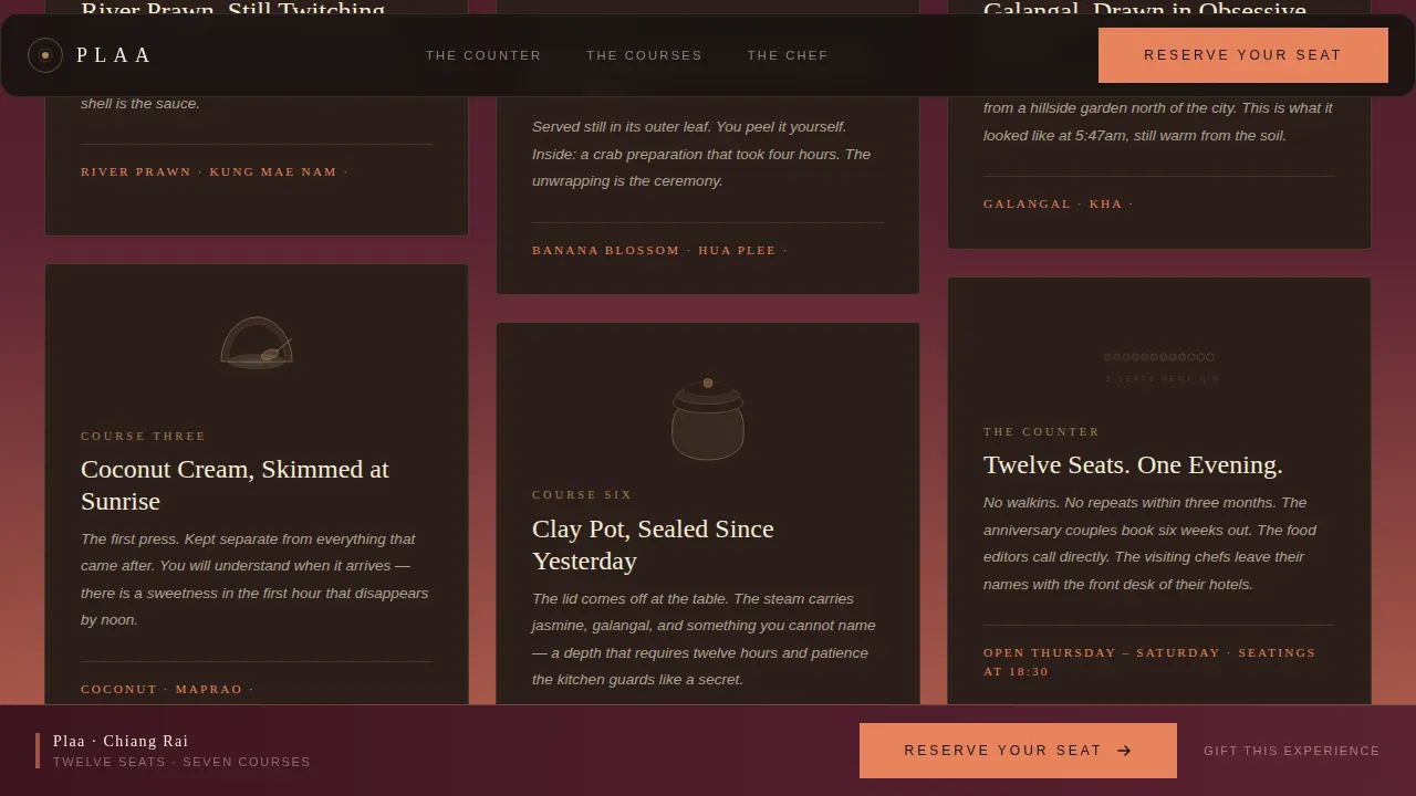 Thai Tasting Menu Landing Page Template | Warm Artisan