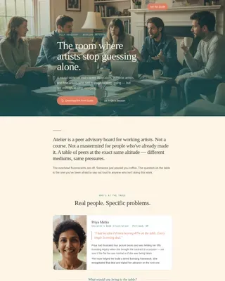 Artist Peer Advisory Board Landing Page Template