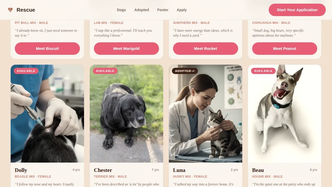 Family First Dog Adoption Landing Page Template