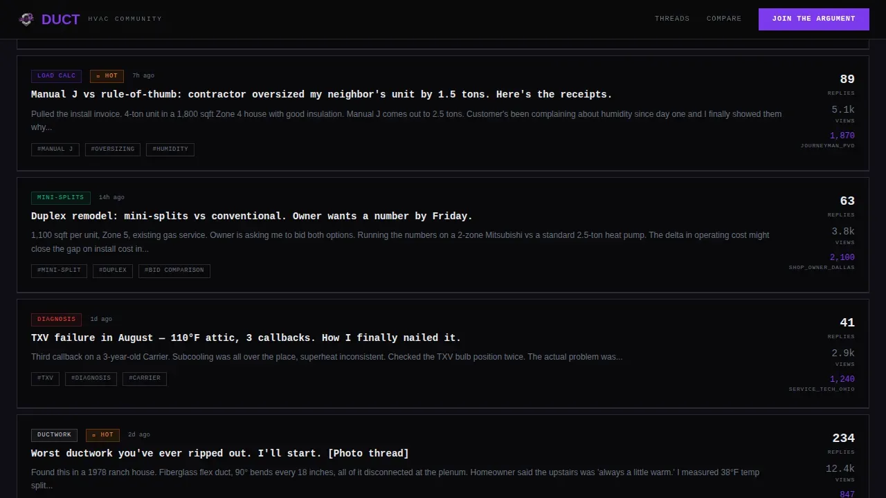 Bold Brutalist HVAC Community Forum Landing Page