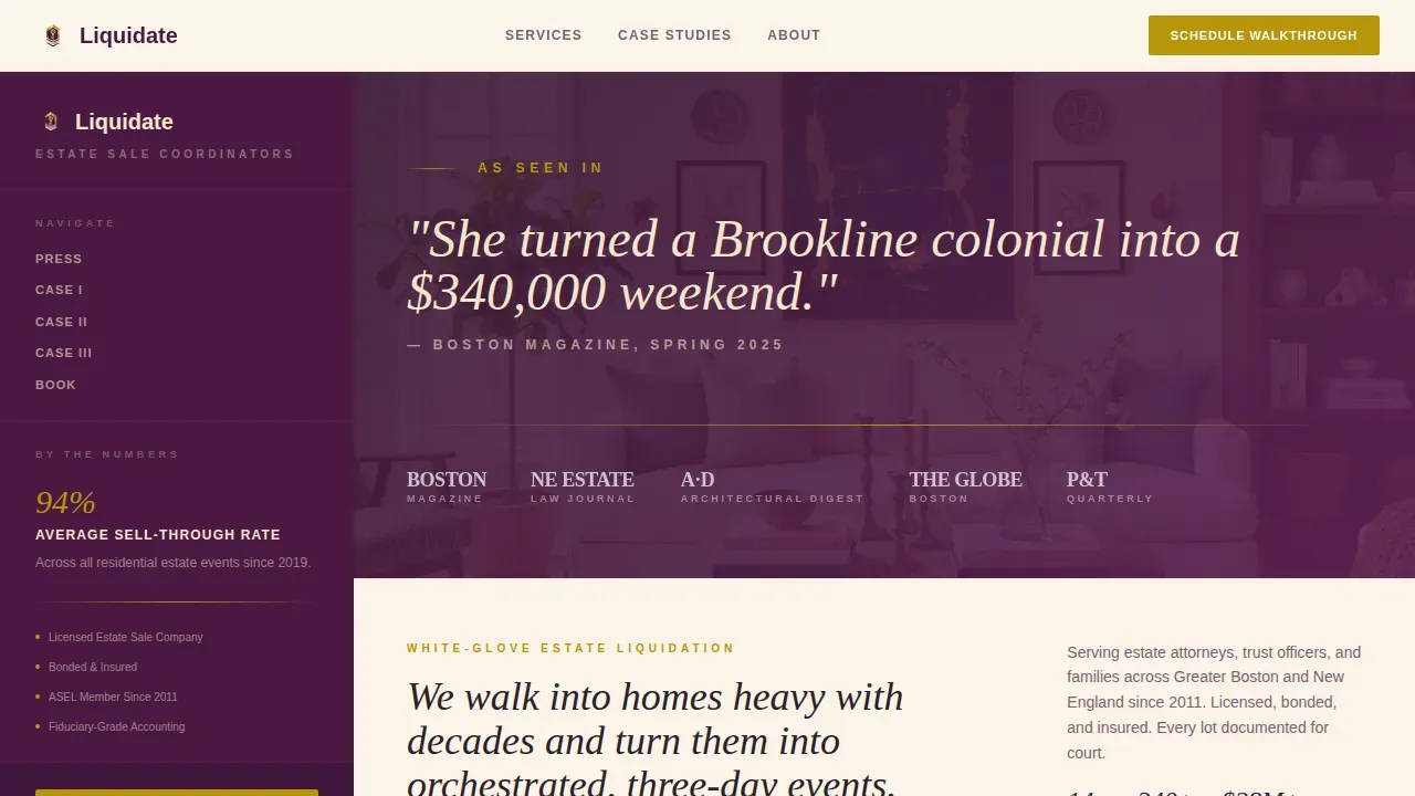 Premium Estate Liquidation Landing Page Template