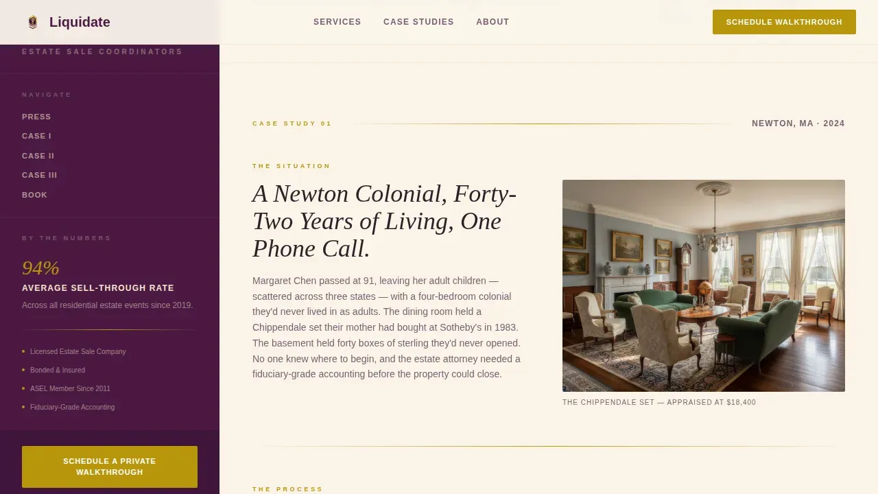 Premium Estate Liquidation Landing Page Template