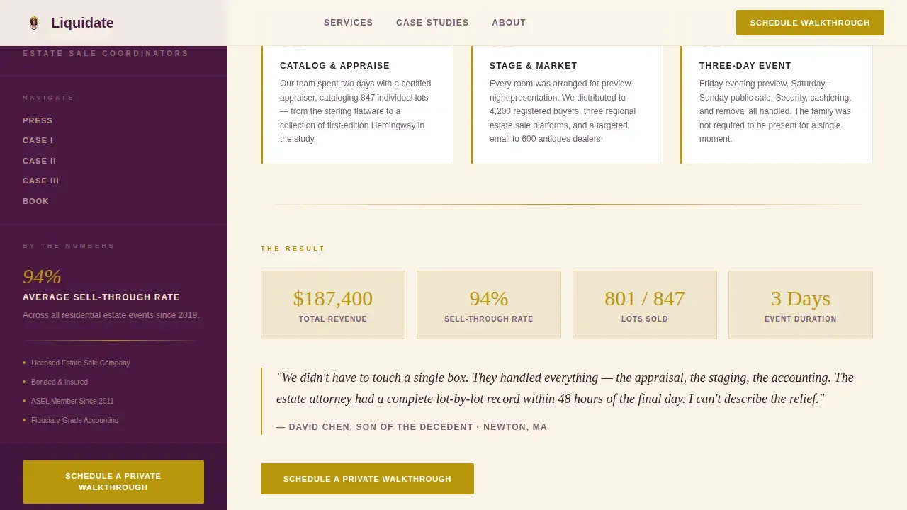 Premium Estate Liquidation Landing Page Template