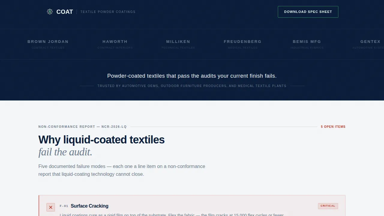 Industrial Powder Coating Landing Page Template