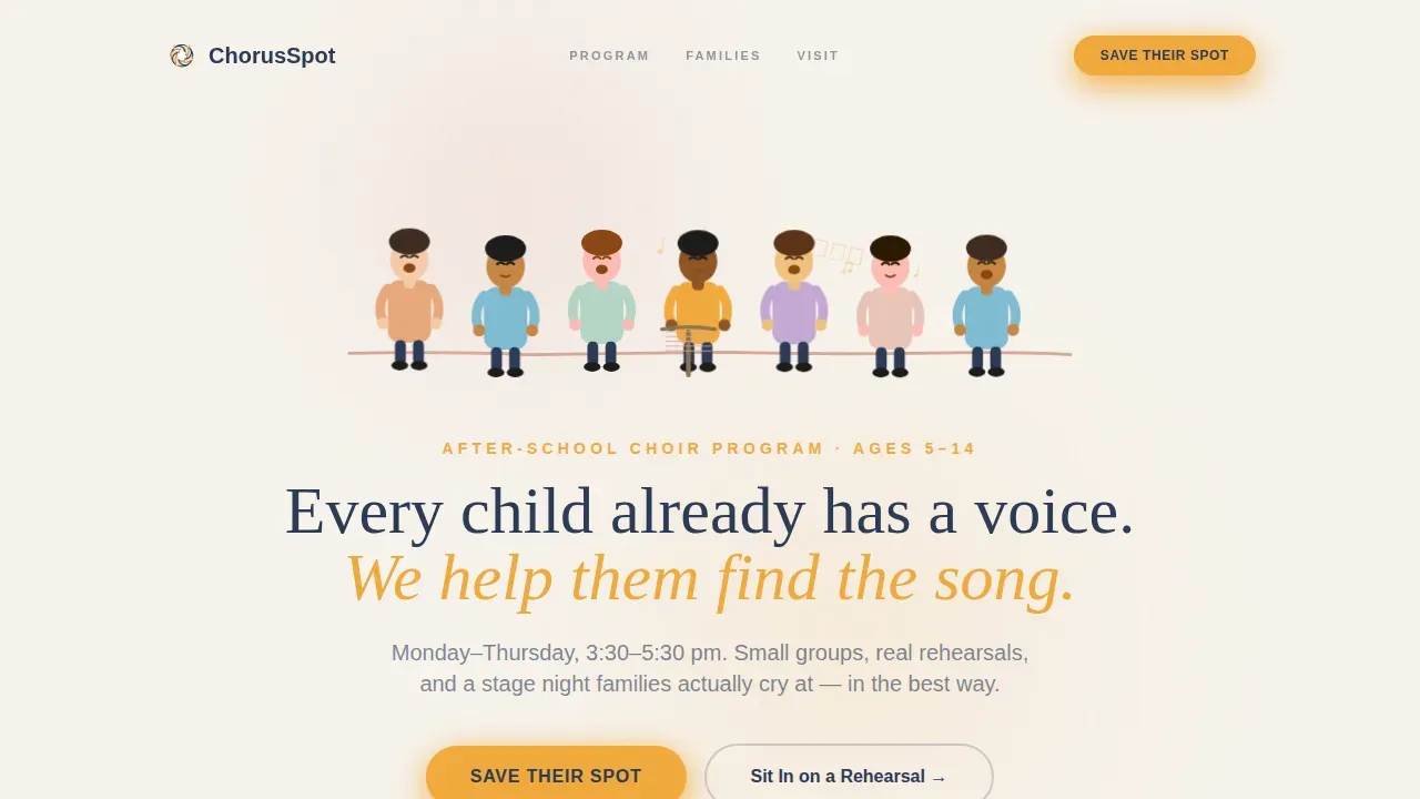 Warm Community Choir Landing Page Template