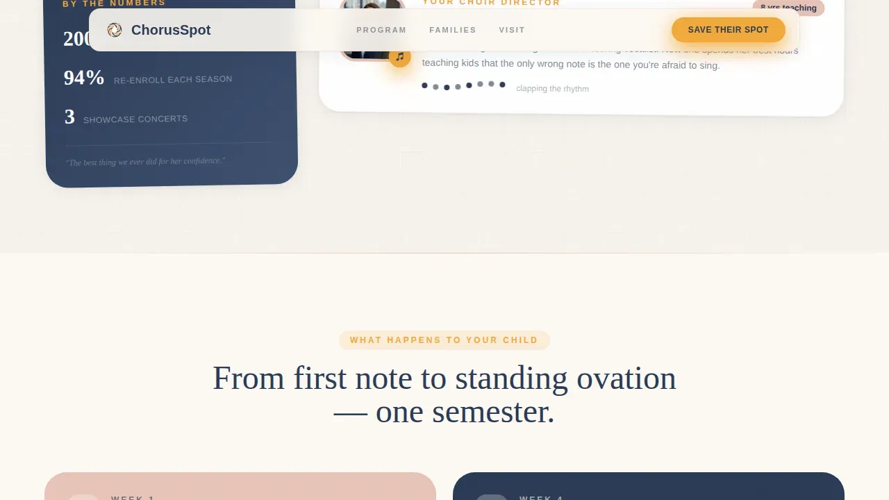 Warm Community Choir Landing Page Template