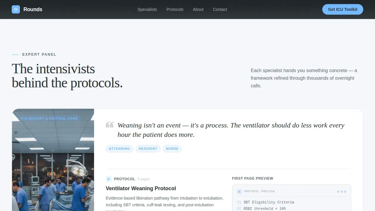 Intensivist & Critical Care Practice Website Template
