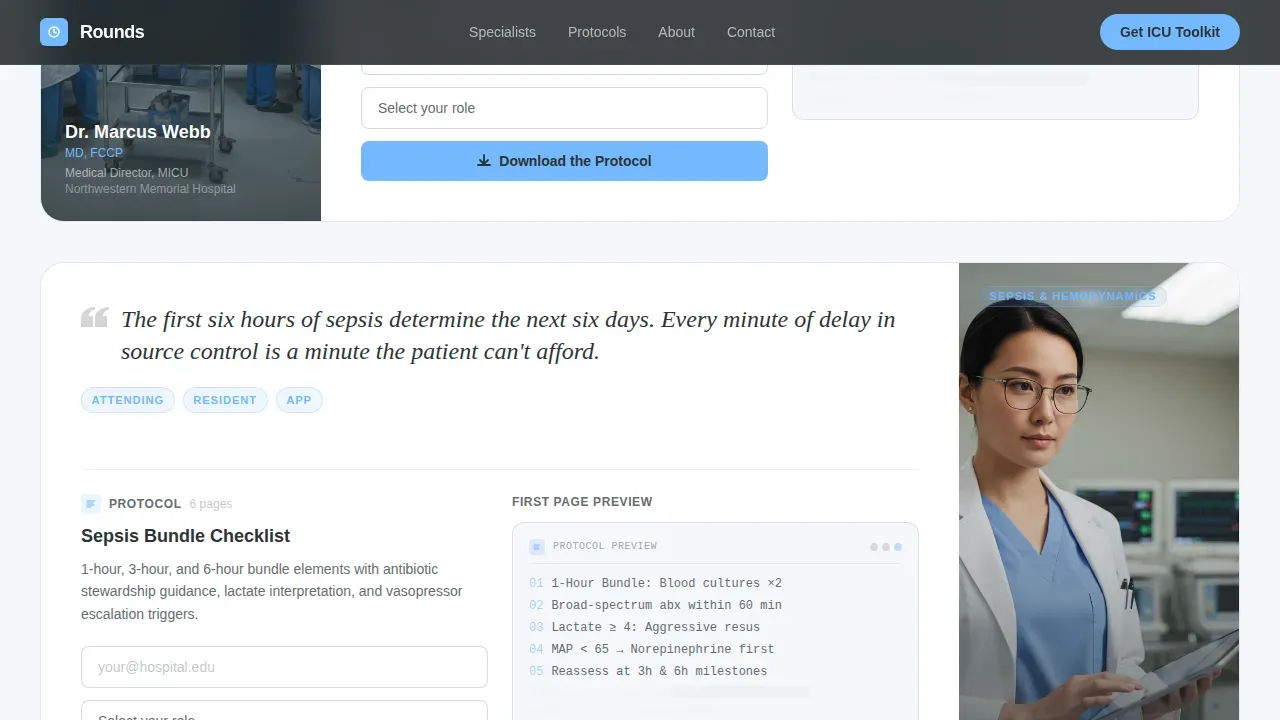 Intensivist & Critical Care Practice Website Template