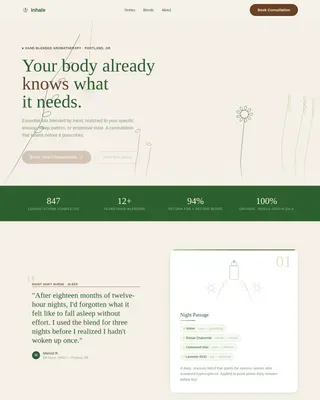 Aromatherapy Spa & Healing Session Booking Website Template