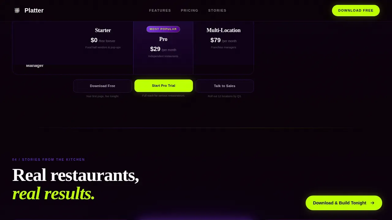 Restaurant Digital Presence Professional Website Template