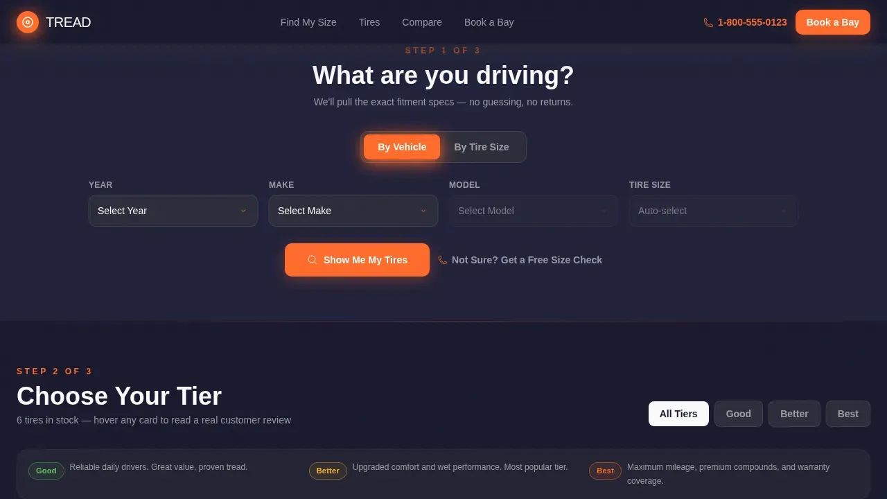 Reliable Tire Marketplace Landing Page Template