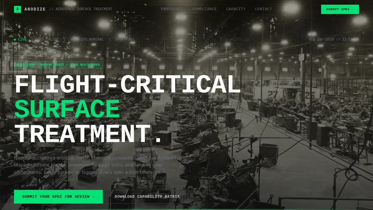 Aerospace Surface Treatment & Finishing Vendor Website Template