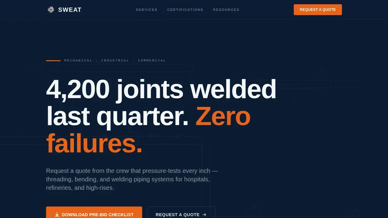 Expert Pipefitter Booking Landing Page Template