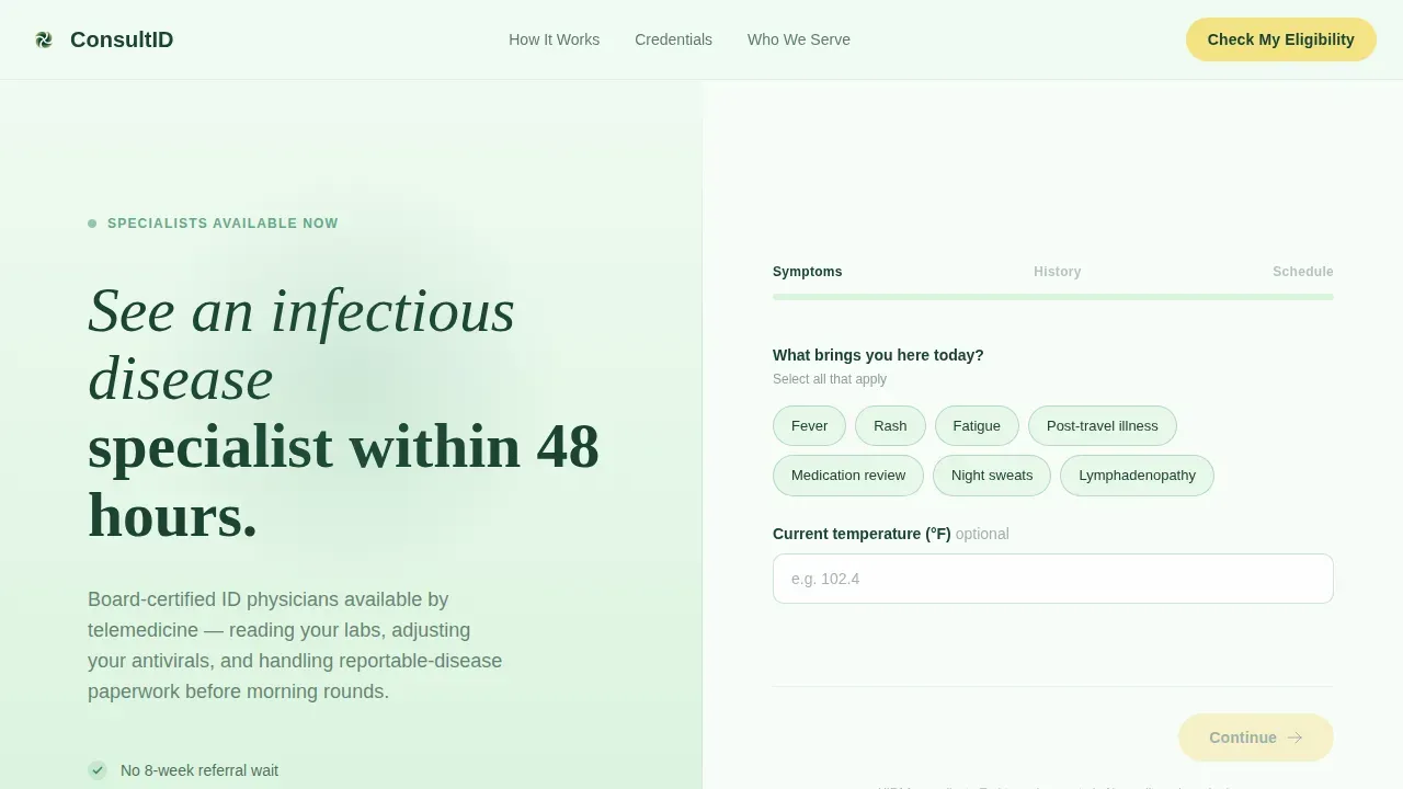 Specialist Telemedicine Landing Page Template