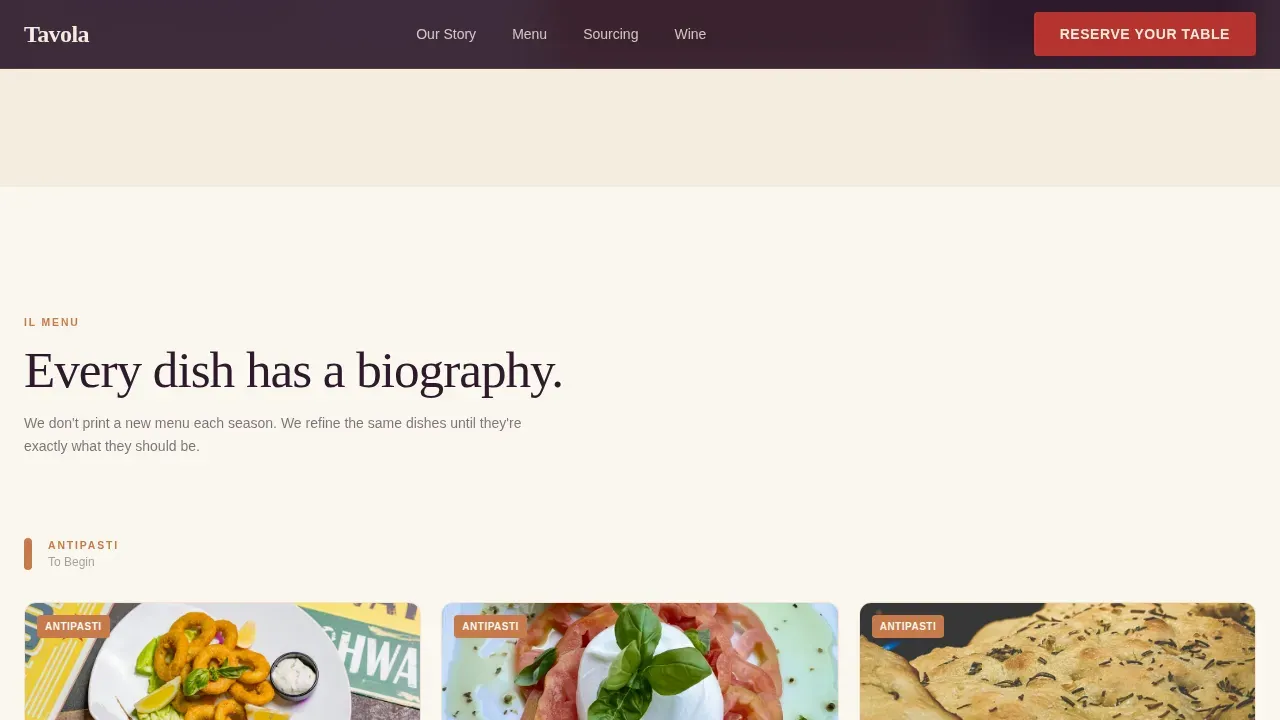 Vintage Italian Trattoria Landing Page Template